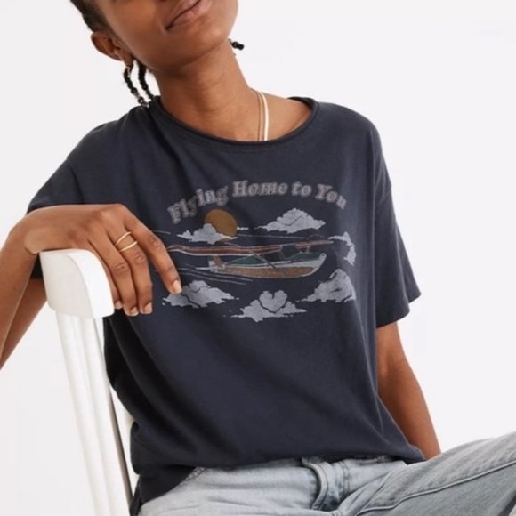 Madewell Tops - NWT Madewell Flying Home To You Softfade Cotton Oversized Graphic Tee Navy S